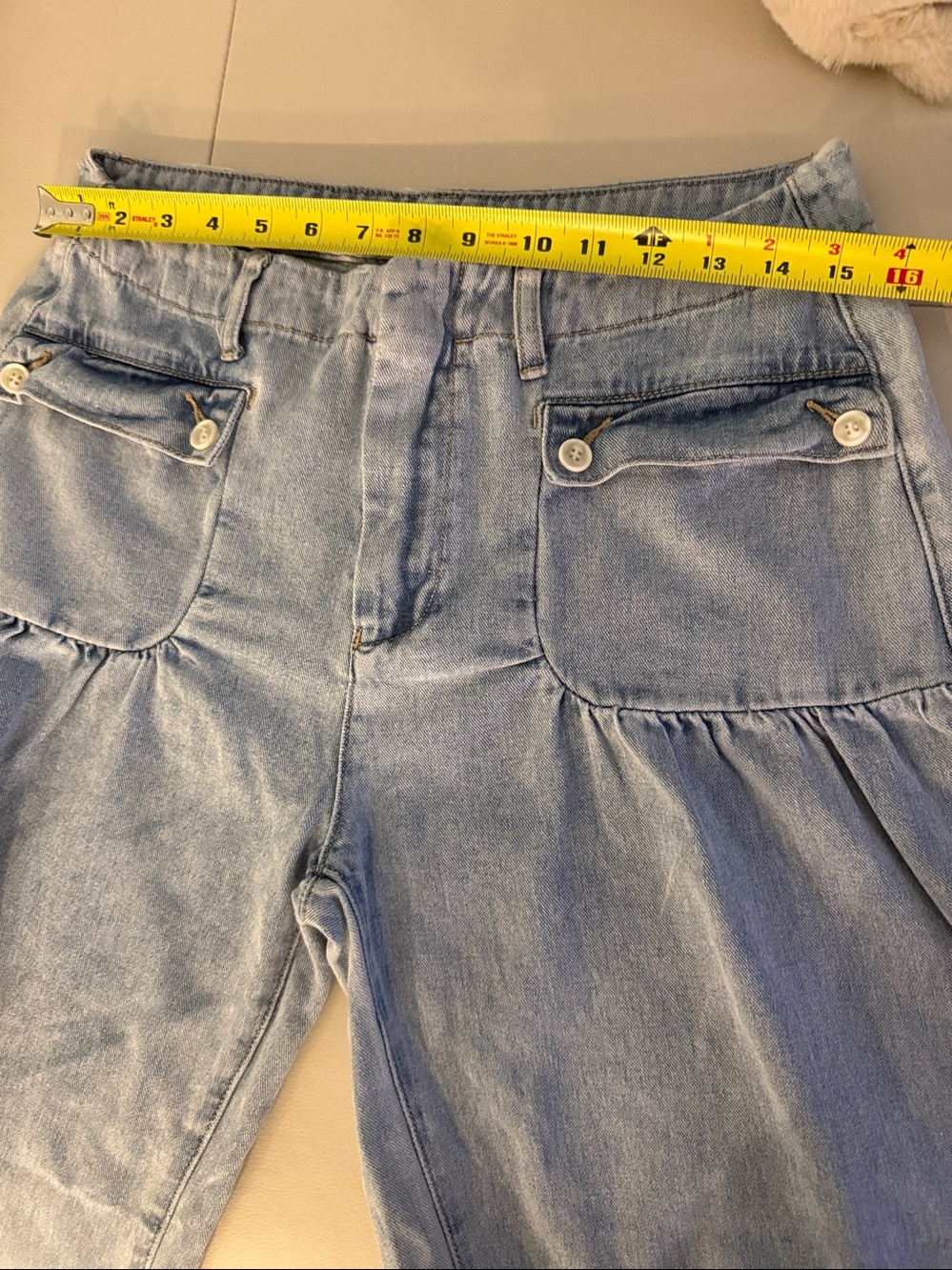 Cider Light Blue High-Rise Balloon Jeans with Buttoned Front Pockets - Picture 10 of 12